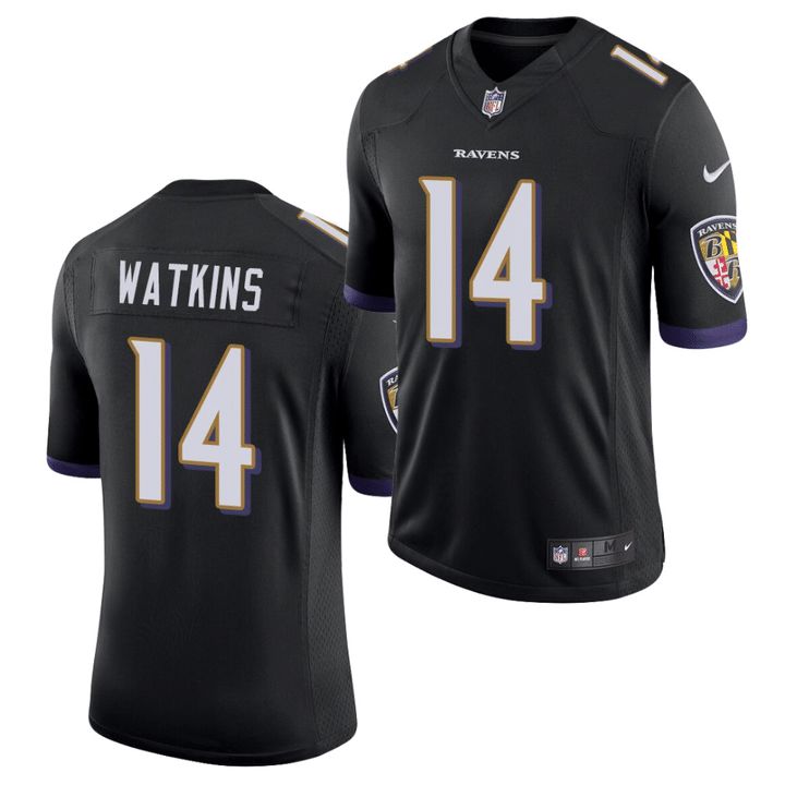 Men Baltimore Ravens 14 Sammy Watkins Nike Black Limited Game NFL Jersey